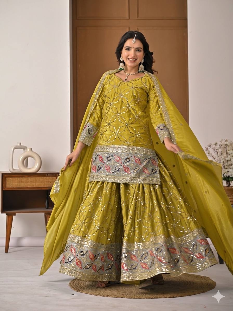 The Sovereign Chartreuse Mirror-Craft Gharara